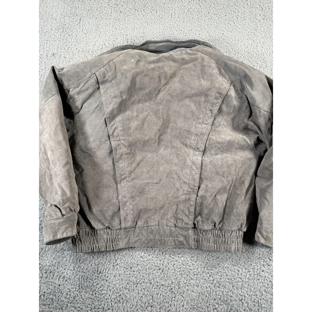 Vintage Levi's Leather Flight Jacket Mens 42 Gray Full Zip Bomber #9724 Distress